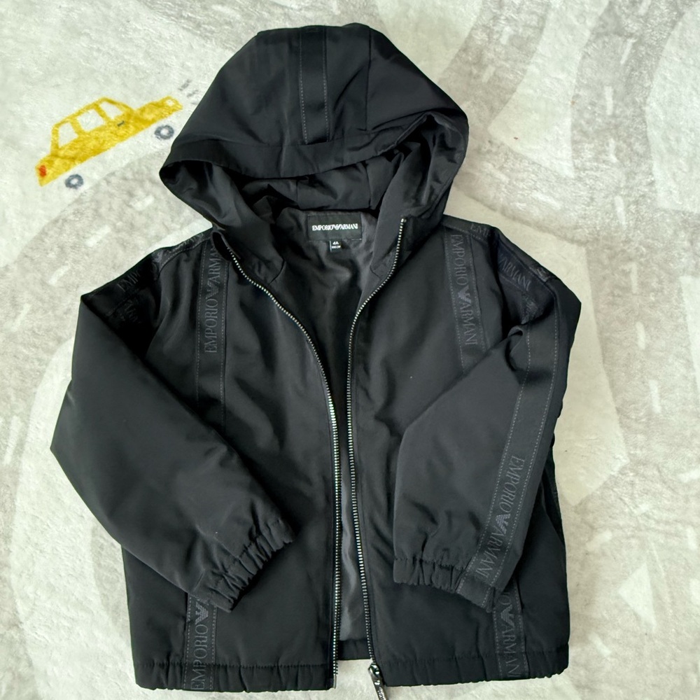 Emporio Armani Kids Black Hooded Rain Jacket